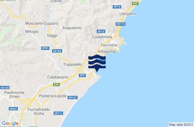 Karte der Gezeiten Giardini-Naxos, Italy