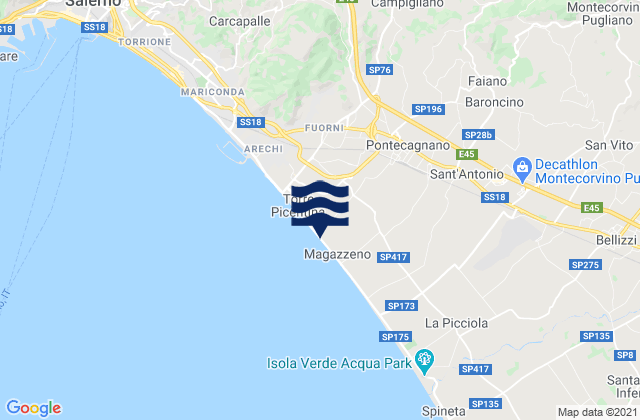 Karte der Gezeiten Giffoni Valle Piana, Italy