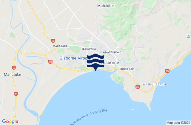 Karte der Gezeiten Gisborne, New Zealand