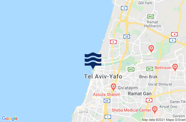 Karte der Gezeiten Givatayim, Israel