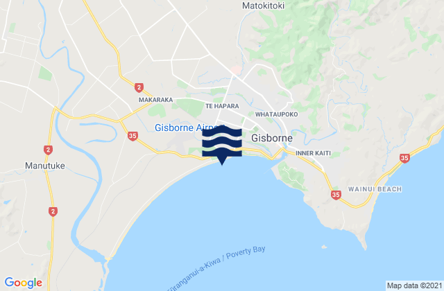 Karte der Gezeiten Gizzy Pipe (Gisborne), New Zealand