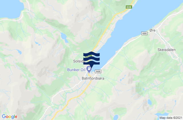 Karte der Gezeiten Gjemnes, Norway