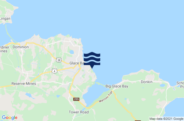 Karte der Gezeiten Glace Bay Beach, Canada
