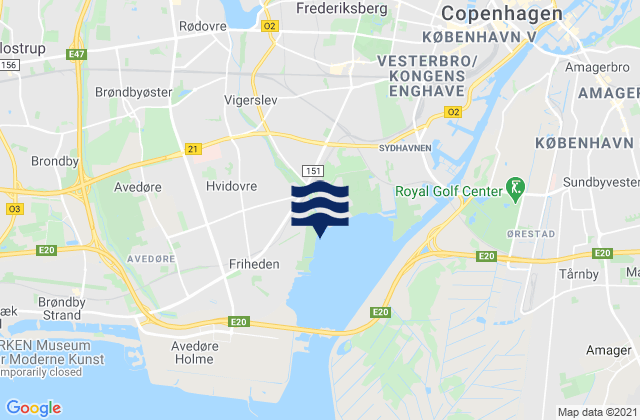 Karte der Gezeiten Gladsaxe Municipality, Denmark