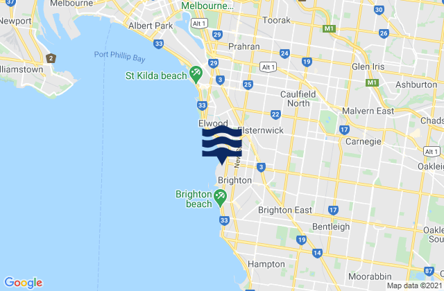 Karte der Gezeiten Glen Eira, Australia