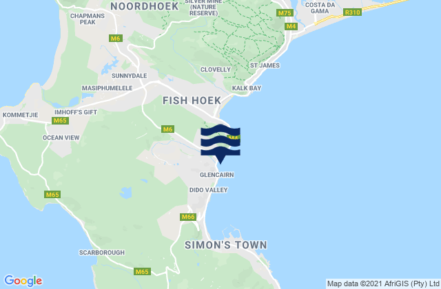 Karte der Gezeiten Glencairn Beach, South Africa