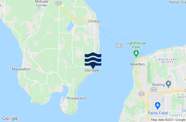 Karte der Gezeiten Glendale Whidbey Island, United States