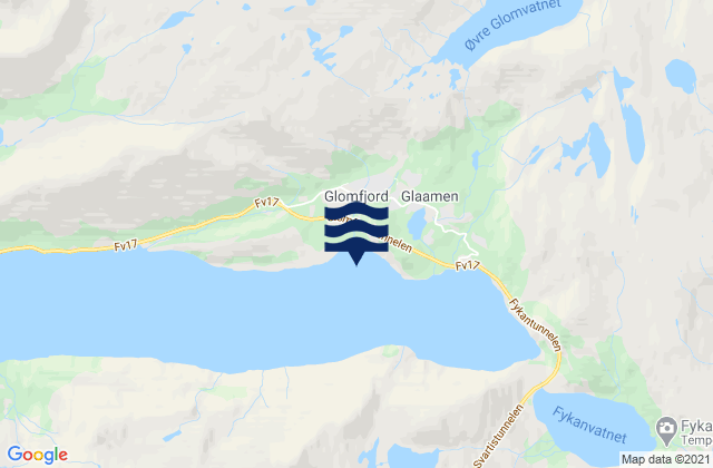 Karte der Gezeiten Glomfjord, Norway