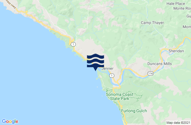 Karte der Gezeiten Goat Rock Beach, United States