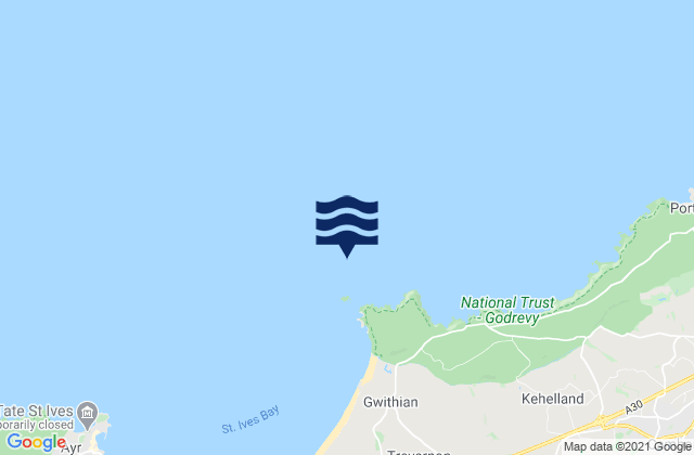 Karte der Gezeiten Godrevy Island, United Kingdom