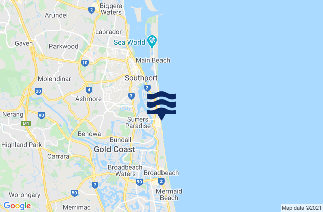 Karte der Gezeiten Gold Coast, Australia