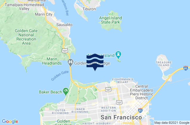 Karte der Gezeiten Golden Gate Bridge .8 mi E ., United States