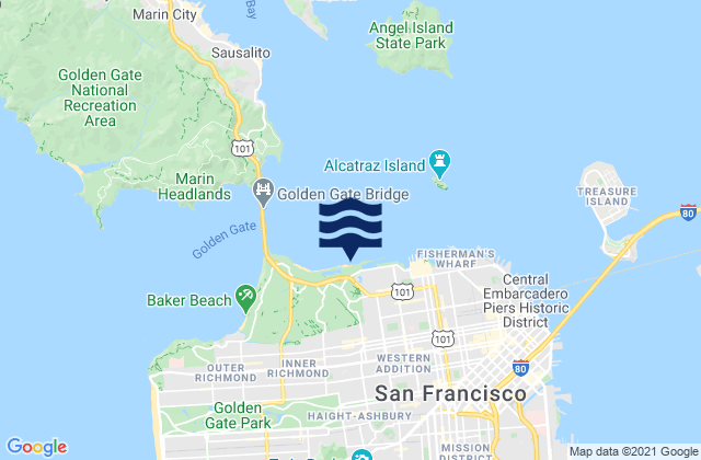Karte der Gezeiten Golden Gate East Beach, United States