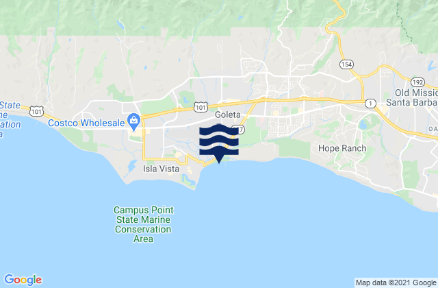 Karte der Gezeiten Goleta Beach Park, United States