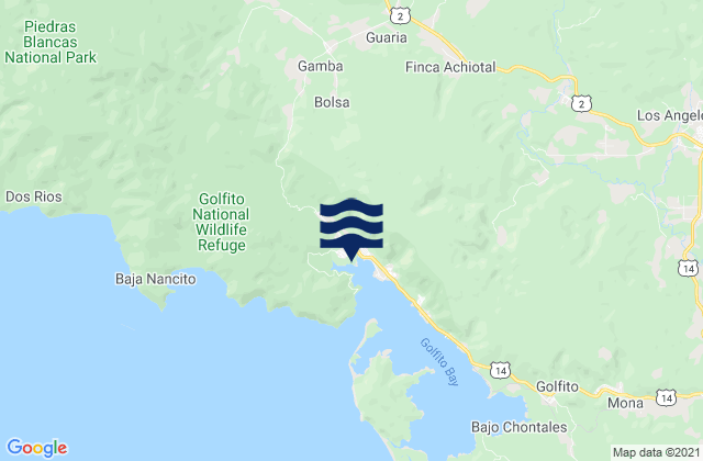 Karte der Gezeiten Golfito Golfo Dulce, Costa Rica