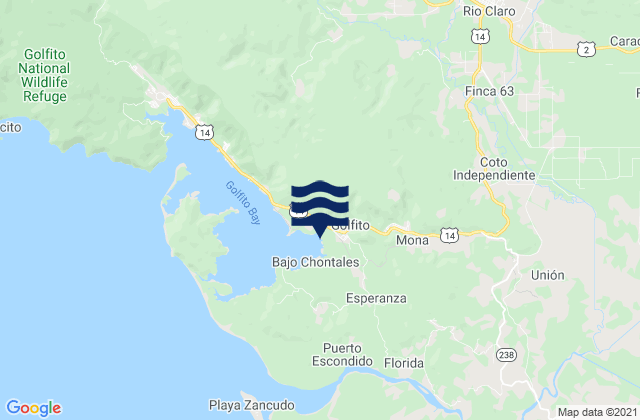 Karte der Gezeiten Golfito, Costa Rica