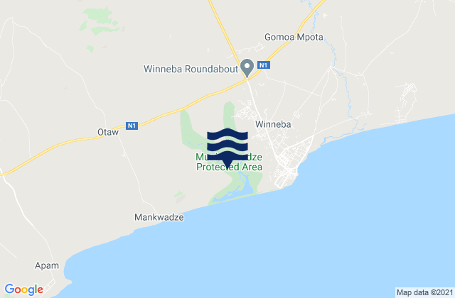 Karte der Gezeiten Gomoa East, Ghana