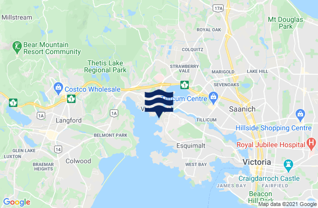 Karte der Gezeiten Gorge (Victoria), Canada