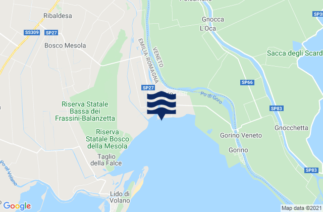 Karte der Gezeiten Goro, Italy
