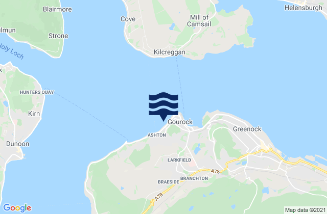 Karte der Gezeiten Gourock West Bay Beach, United Kingdom