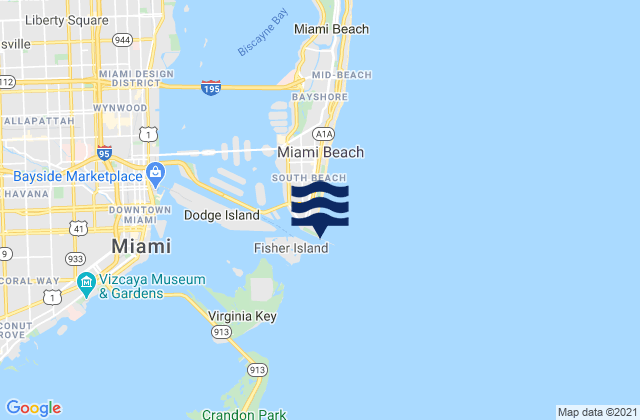 Karte der Gezeiten Government Cut Miami Harbor Entrance, United States