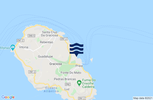 Karte der Gezeiten Graciosa - Lagou, Portugal