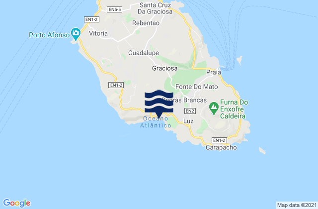 Karte der Gezeiten Graciosa - Porto da Praia, Portugal