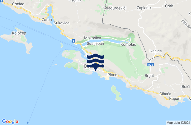 Karte der Gezeiten Grad Dubrovnik, Croatia