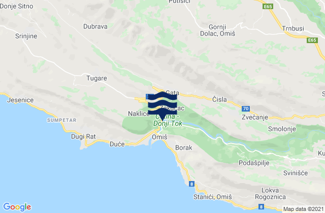 Karte der Gezeiten Grad Omiš, Croatia