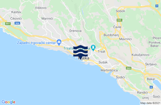 Karte der Gezeiten Grad Rijeka, Croatia