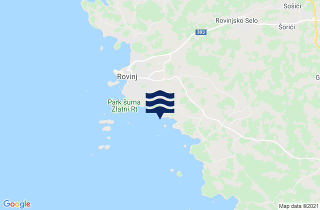 Karte der Gezeiten Grad Rovinj, Croatia