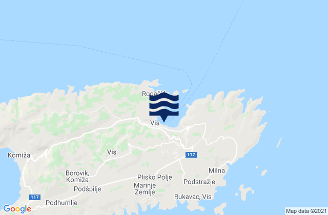 Karte der Gezeiten Grad Vis, Croatia