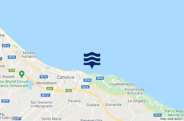 Karte der Gezeiten Gradara, Italy