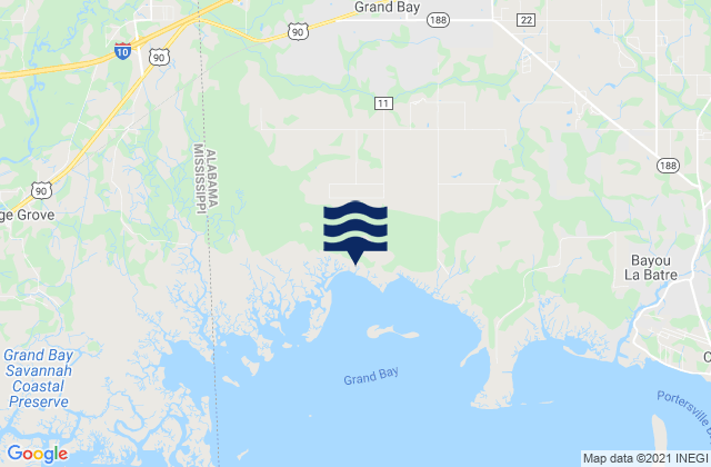 Karte der Gezeiten Grand Bay, United States