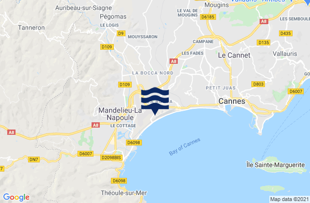 Karte der Gezeiten Grasse, France