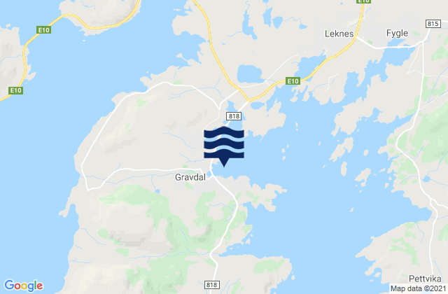 Karte der Gezeiten Gravdal, Norway
