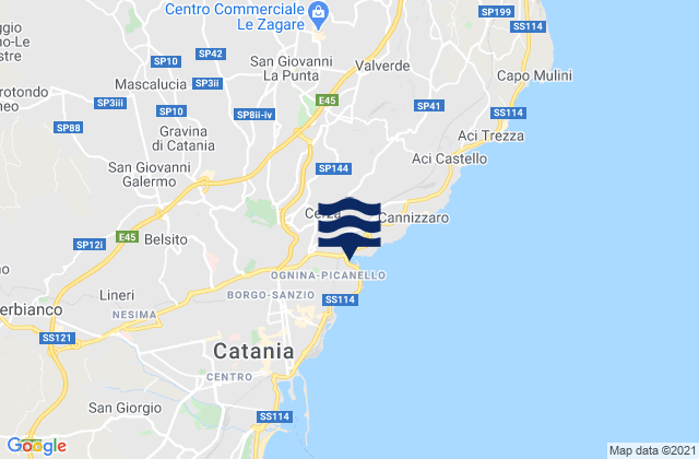 Karte der Gezeiten Gravina di Catania, Italy