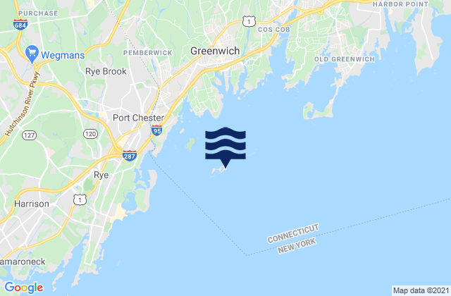 Karte der Gezeiten Great Captain Island, United States