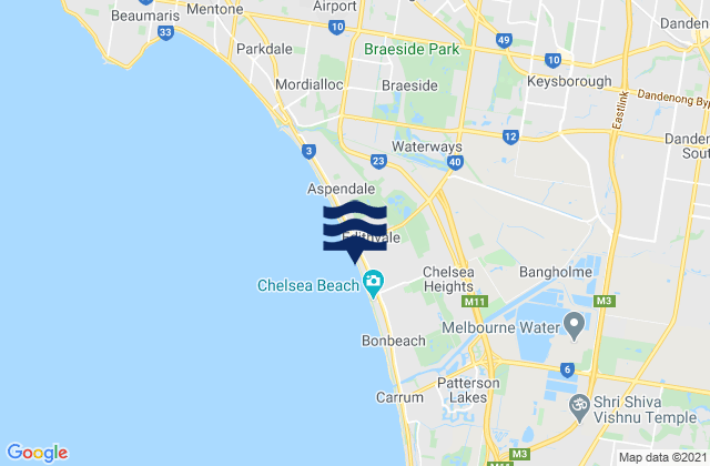 Karte der Gezeiten Greater Dandenong, Australia