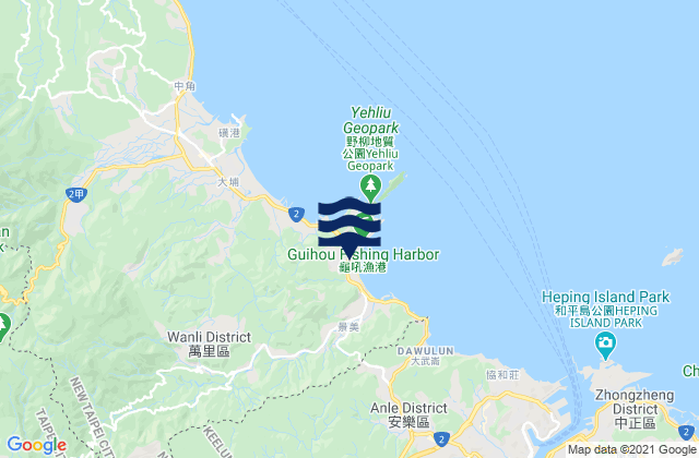 Karte der Gezeiten Green Bay, Taiwan