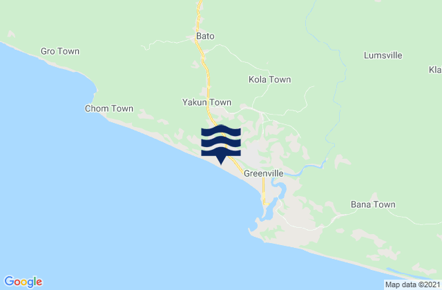 Karte der Gezeiten Greenville District, Liberia