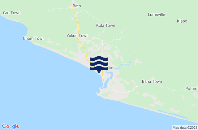 Karte der Gezeiten Greenville, Liberia