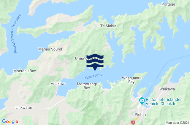 Karte der Gezeiten Grove Arm, New Zealand