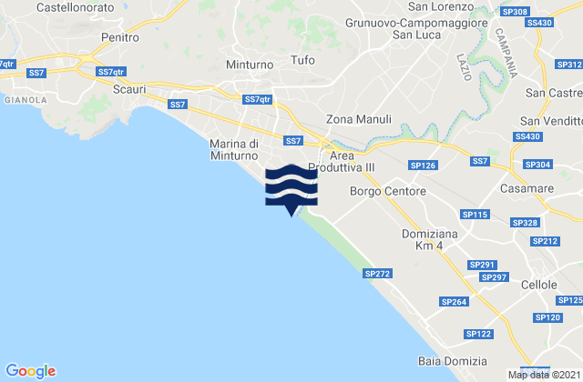 Karte der Gezeiten Grunuovo-Campomaggiore San Luca, Italy