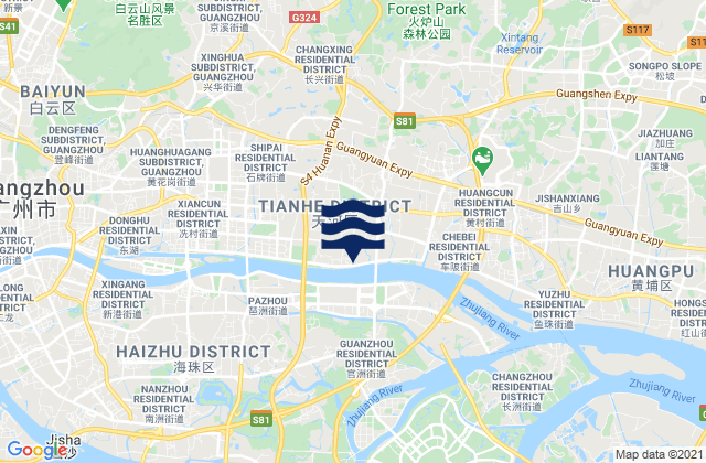 Karte der Gezeiten Guangzhou, China