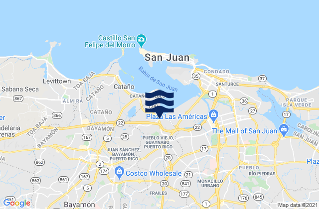 Karte der Gezeiten Guaraguao Arriba Barrio, Puerto Rico