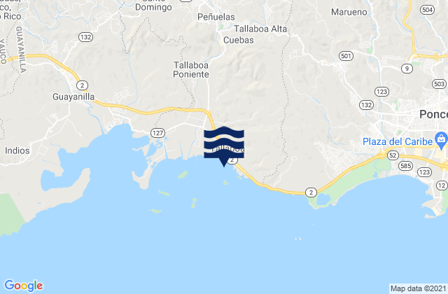 Karte der Gezeiten Guaraguao Barrio, Puerto Rico