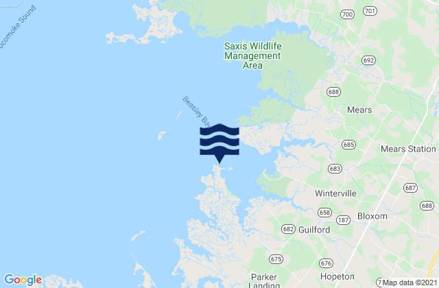 Karte der Gezeiten Guard Shore, United States