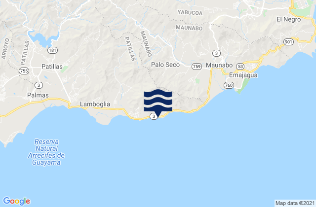 Karte der Gezeiten Guardarraya Barrio, Puerto Rico