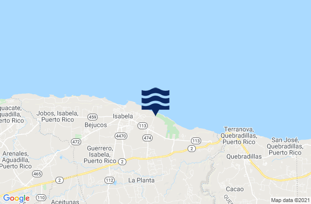 Karte der Gezeiten Guayabos Barrio, Puerto Rico